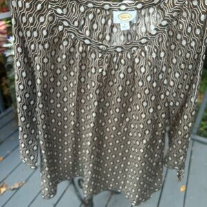 Talbots Brown and White Patterned Blouse